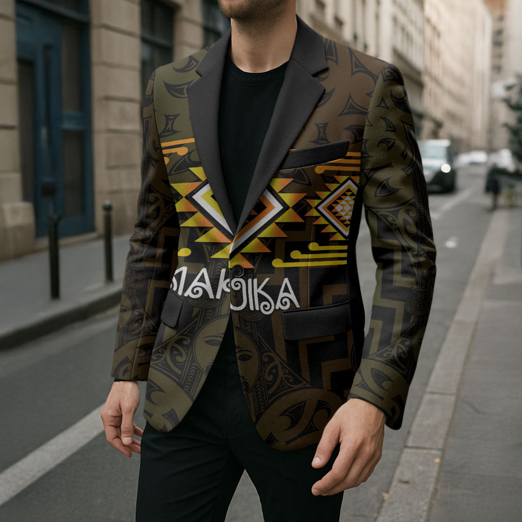 Aotearoa Atua Mahuika Personalised Blazer Maori Goddess Of Fire Taniko Motifs
