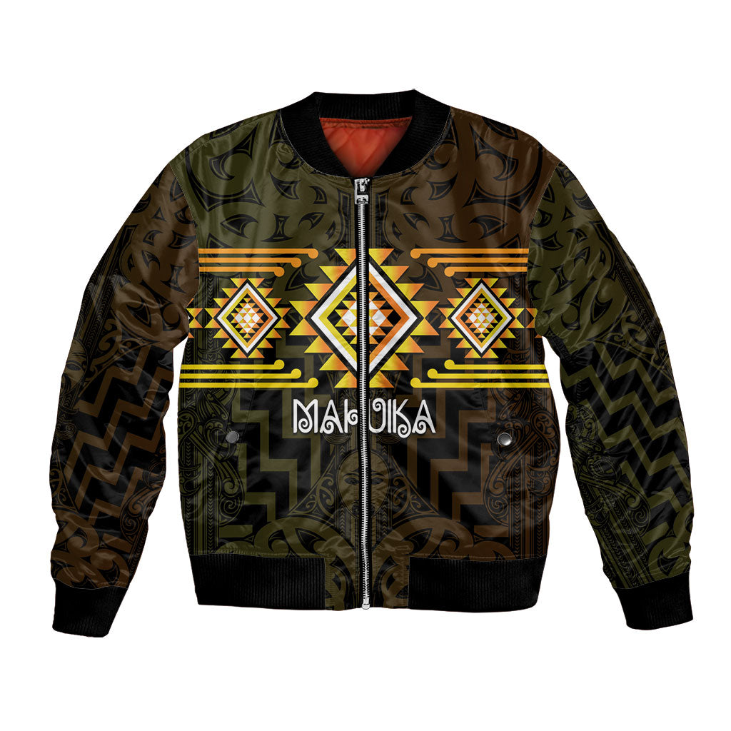 Aotearoa Atua Mahuika Personalised Bomber Jacket Maori Goddess Of Fire Taniko Motifs