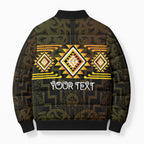 Aotearoa Atua Mahuika Personalised Bomber Puffer Jacket Maori Goddess Of Fire Taniko Motifs