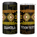 Aotearoa Atua Mahuika Personalised 4 in 1 Can Cooler Tumbler Maori Goddess Of Fire Taniko Motifs