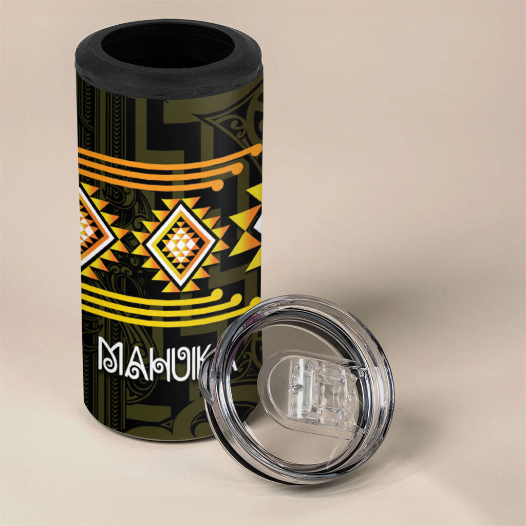 Aotearoa Atua Mahuika Personalised 4 in 1 Can Cooler Tumbler Maori Goddess Of Fire Taniko Motifs