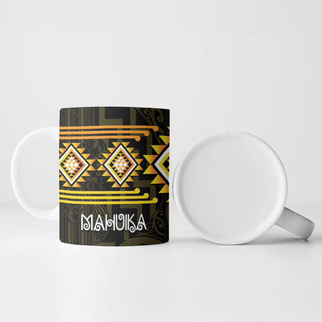 Aotearoa Atua Mahuika Personalised Ceramic Mug Maori Goddess Of Fire Taniko Motifs