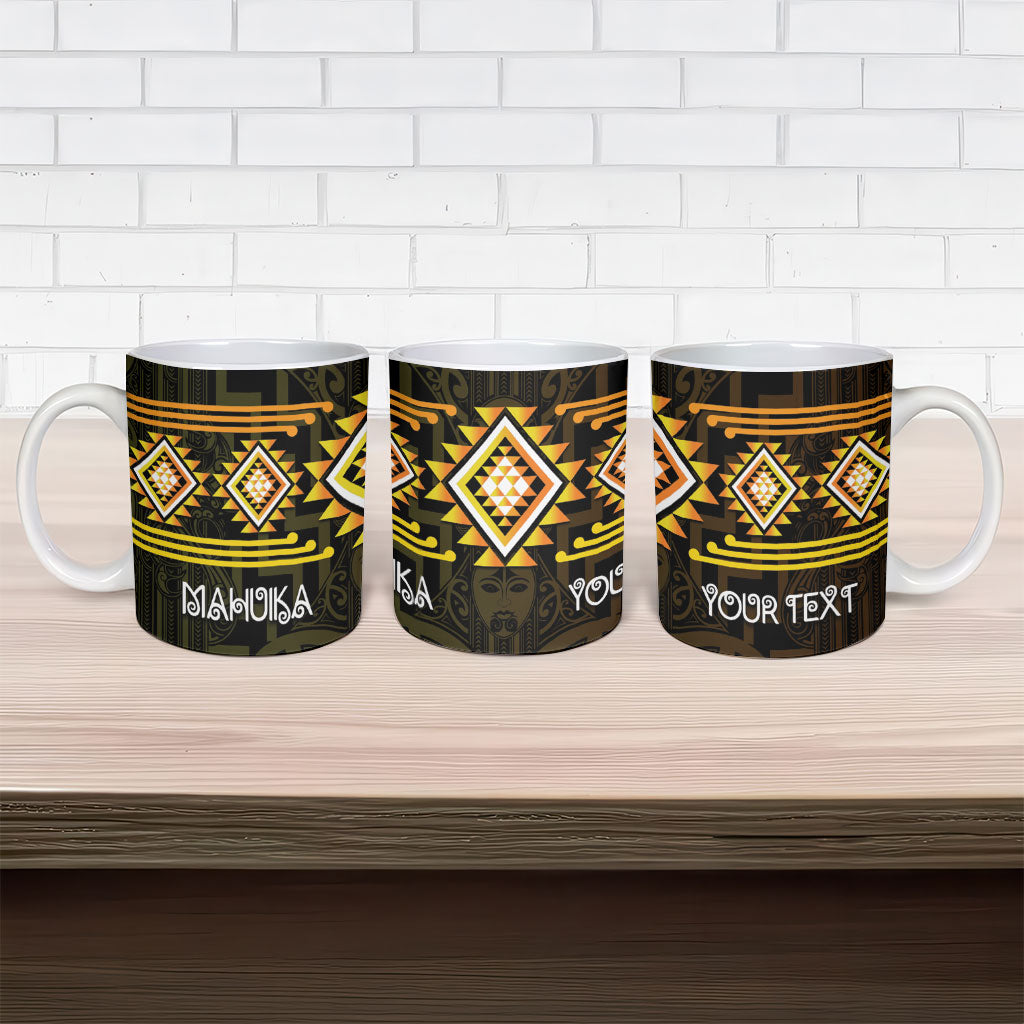 Aotearoa Atua Mahuika Personalised Ceramic Mug Maori Goddess Of Fire Taniko Motifs