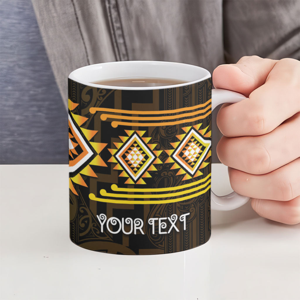 Aotearoa Atua Mahuika Personalised Ceramic Mug Maori Goddess Of Fire Taniko Motifs