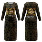 Aotearoa Atua Mahuika Personalised Couples Matching Long Sleeve Bodycon Dress and Hawaiian Shirt Maori Goddess Of Fire Taniko Motifs