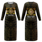Aotearoa Atua Mahuika Personalised Couples Matching Long Sleeve Bodycon Dress and Long Sleeve Button Shirt Maori Goddess Of Fire Taniko Motifs