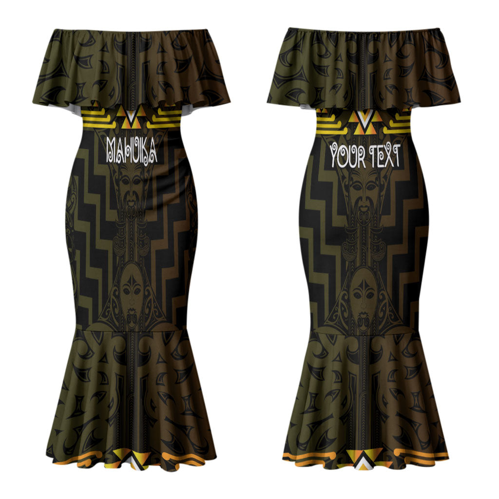 Aotearoa Atua Mahuika Personalised Couples Matching Mermaid Dress and Hawaiian Shirt Maori Goddess Of Fire Taniko Motifs