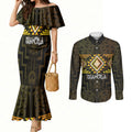 Aotearoa Atua Mahuika Personalised Couples Matching Mermaid Dress and Long Sleeve Button Shirt Maori Goddess Of Fire Taniko Motifs