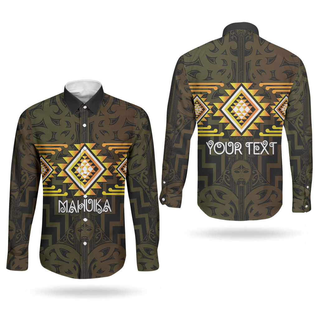 Aotearoa Atua Mahuika Personalised Couples Matching Mermaid Dress and Long Sleeve Button Shirt Maori Goddess Of Fire Taniko Motifs