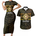 Aotearoa Atua Mahuika Personalised Couples Matching Short Sleeve Bodycon Dress and Hawaiian Shirt Maori Goddess Of Fire Taniko Motifs