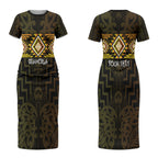 Aotearoa Atua Mahuika Personalised Couples Matching Short Sleeve Bodycon Dress and Long Sleeve Button Shirt Maori Goddess Of Fire Taniko Motifs