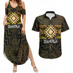 Aotearoa Atua Mahuika Personalised Couples Matching Summer Maxi Dress and Hawaiian Shirt Maori Goddess Of Fire Taniko Motifs