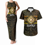 Aotearoa Atua Mahuika Personalised Couples Matching Tank Maxi Dress and Hawaiian Shirt Maori Goddess Of Fire Taniko Motifs