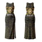 Aotearoa Atua Mahuika Personalised Couples Matching Tank Maxi Dress and Hawaiian Shirt Maori Goddess Of Fire Taniko Motifs