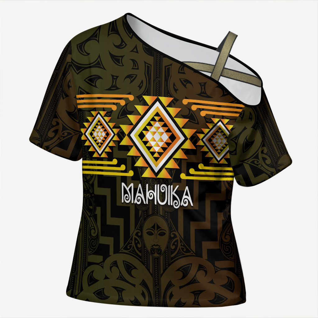 Aotearoa Atua Mahuika Personalised Cross Shoulder Shirt Maori Goddess Of Fire Taniko Motifs