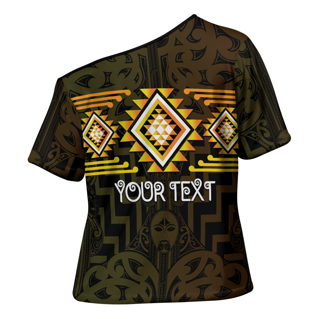 Aotearoa Atua Mahuika Personalised Cross Shoulder Shirt Maori Goddess Of Fire Taniko Motifs