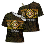Aotearoa Atua Mahuika Personalised Cross Shoulder Shirt Maori Goddess Of Fire Taniko Motifs