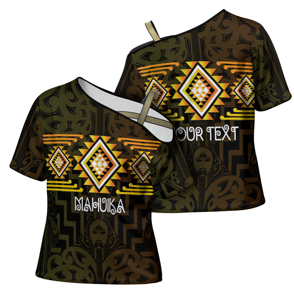 Aotearoa Atua Mahuika Personalised Cross Shoulder Shirt Maori Goddess Of Fire Taniko Motifs