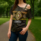 Aotearoa Atua Mahuika Personalised Cross Shoulder Shirt Maori Goddess Of Fire Taniko Motifs