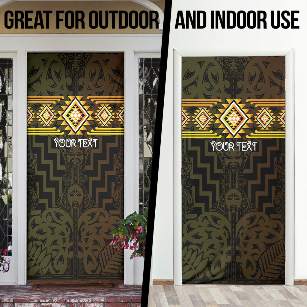 Aotearoa Atua Mahuika Personalised Door Cover Maori Goddess Of Fire Taniko Motifs