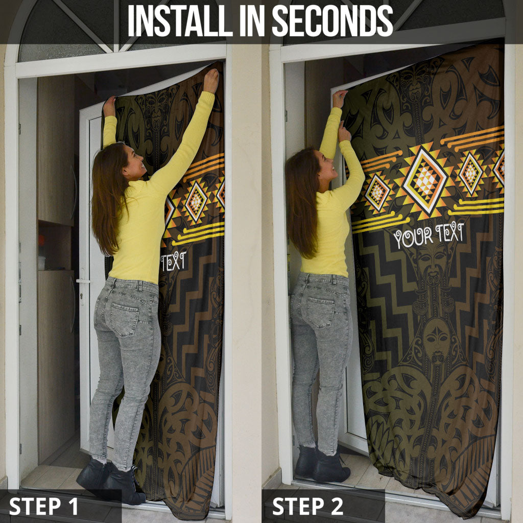 Aotearoa Atua Mahuika Personalised Door Cover Maori Goddess Of Fire Taniko Motifs