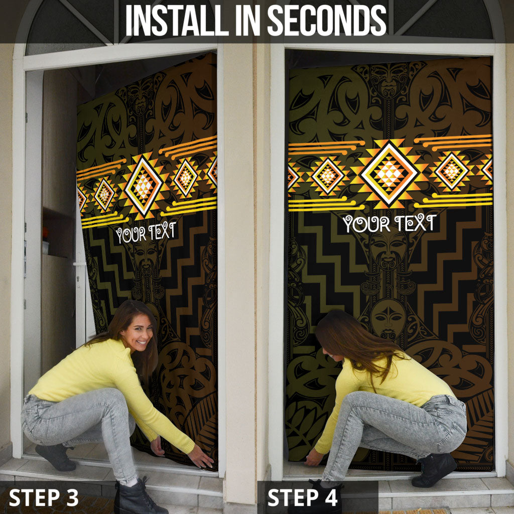 Aotearoa Atua Mahuika Personalised Door Cover Maori Goddess Of Fire Taniko Motifs