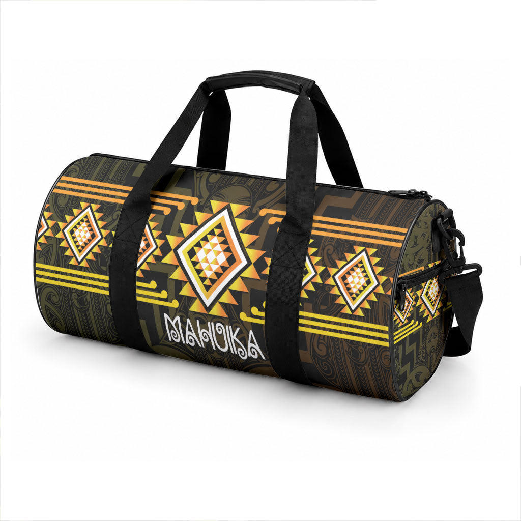 Aotearoa Atua Mahuika Duffle Bag Maori Goddess Of Fire Taniko Motifs