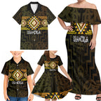 Aotearoa Atua Mahuika Personalised Family Matching Off Shoulder Maxi Dress and Hawaiian Shirt Maori Goddess Of Fire Taniko Motifs