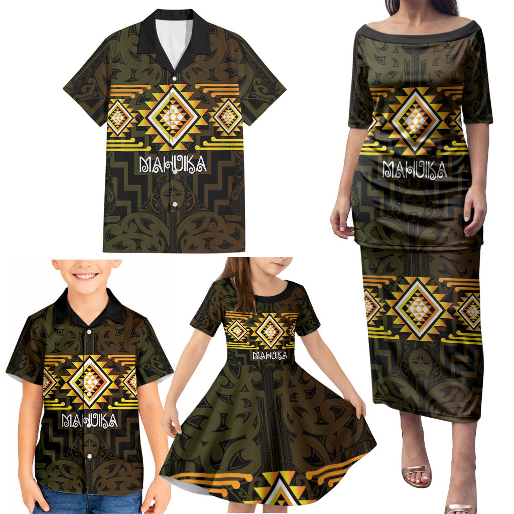 Aotearoa Atua Mahuika Personalised Family Matching Puletasi and Hawaiian Shirt Maori Goddess Of Fire Taniko Motifs