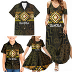 Aotearoa Atua Mahuika Personalised Family Matching Summer Maxi Dress and Hawaiian Shirt Maori Goddess Of Fire Taniko Motifs