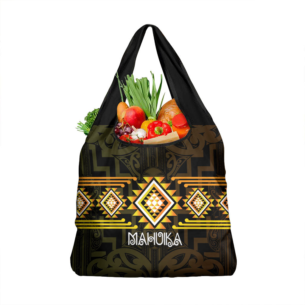Aotearoa Atua Mahuika Grocery Bag Maori Goddess Of Fire Taniko Motifs