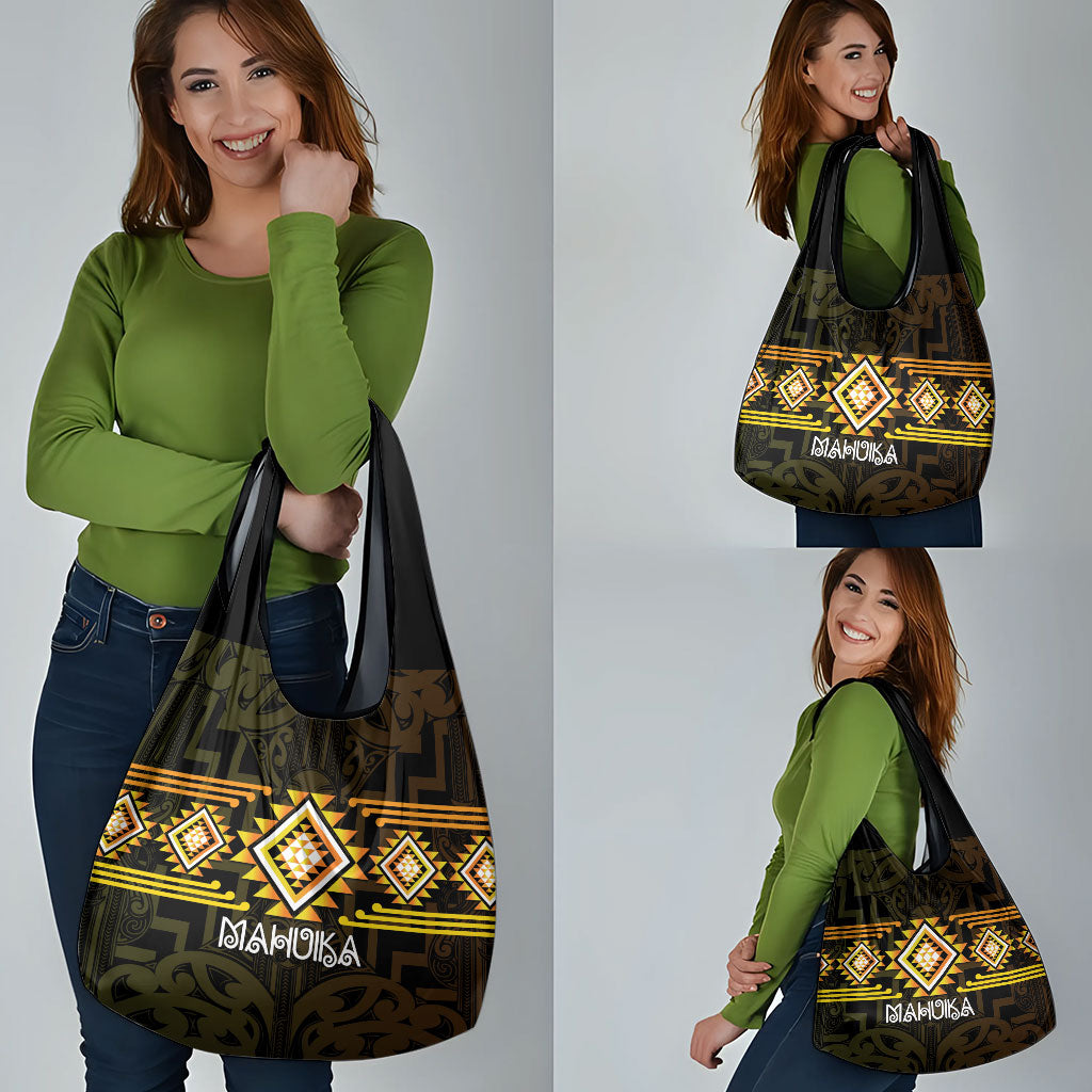 Aotearoa Atua Mahuika Grocery Bag Maori Goddess Of Fire Taniko Motifs