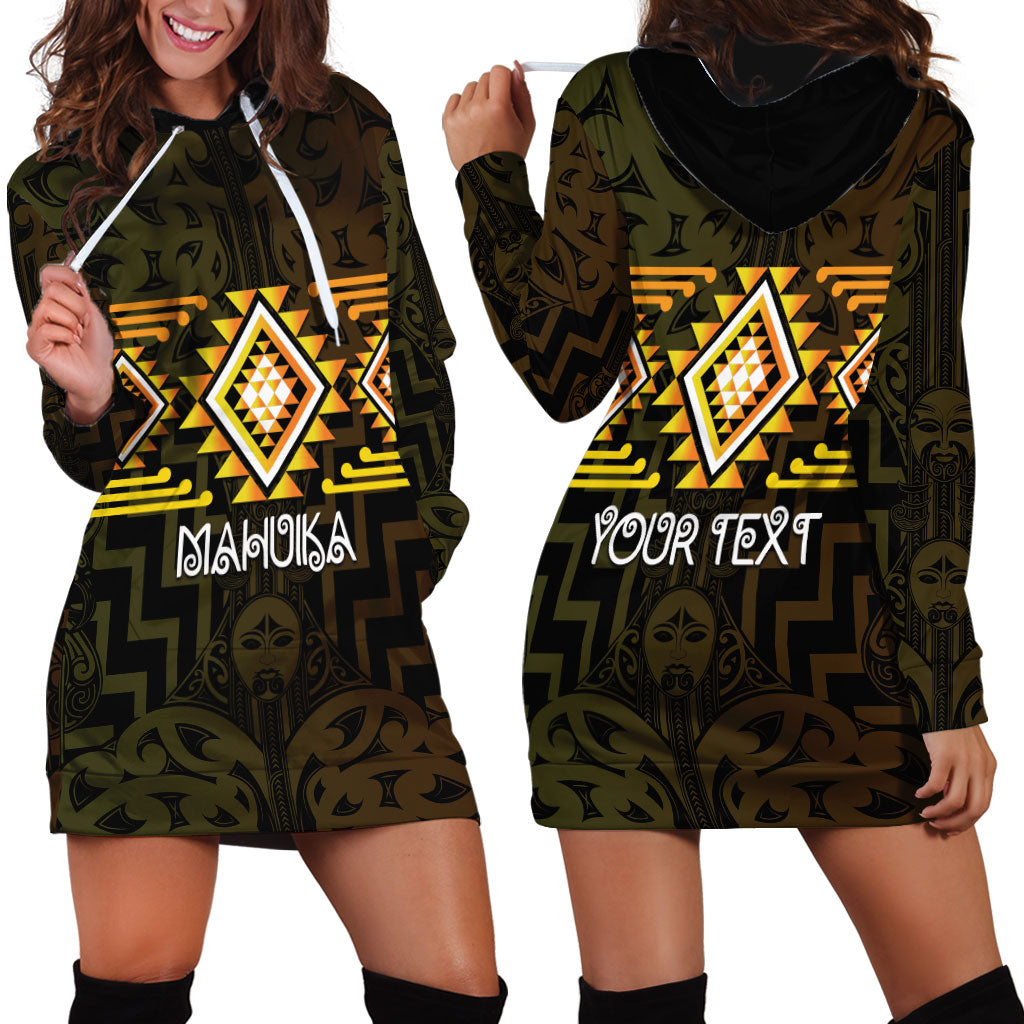 Aotearoa Atua Mahuika Personalised Hoodie Dress Maori Goddess Of Fire Taniko Motifs