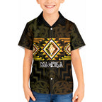 Aotearoa Atua Mahuika Personalised Kid Hawaiian Shirt Maori Goddess Of Fire Taniko Motifs