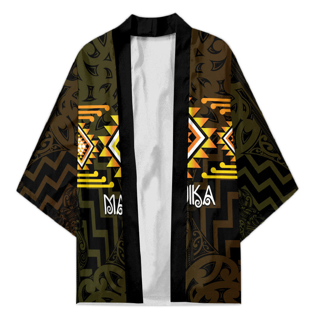 Aotearoa Atua Mahuika Personalised Kimono Maori Goddess Of Fire Taniko Motifs