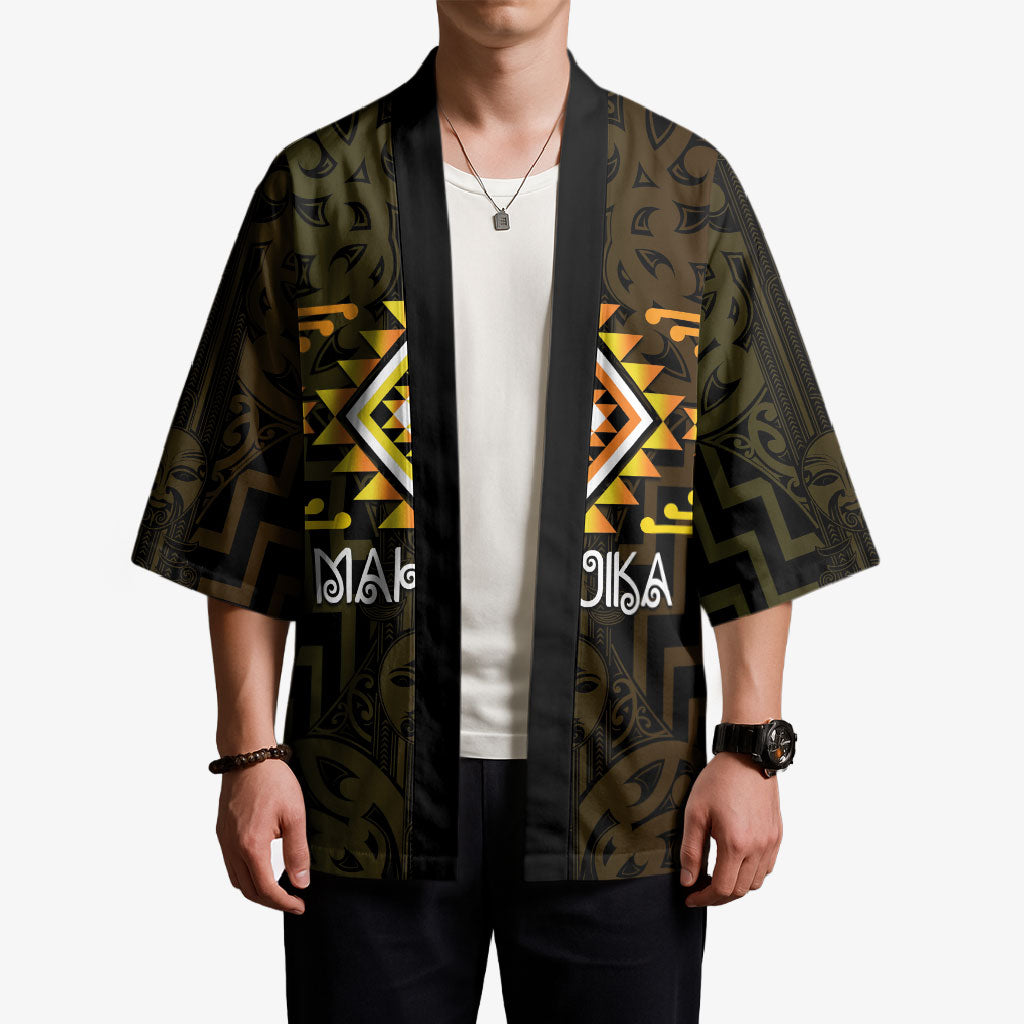 Aotearoa Atua Mahuika Personalised Kimono Maori Goddess Of Fire Taniko Motifs