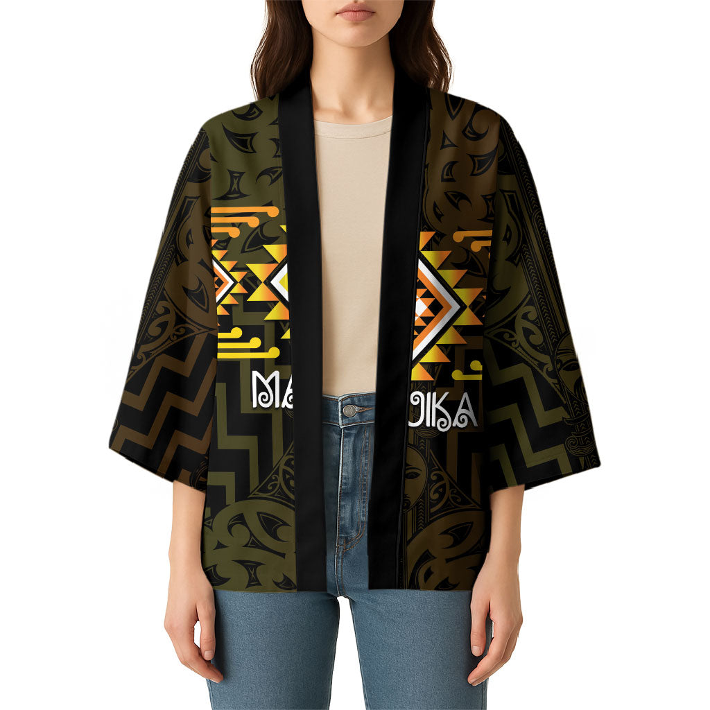 Aotearoa Atua Mahuika Personalised Kimono Maori Goddess Of Fire Taniko Motifs