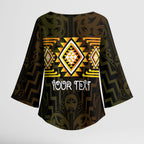 Aotearoa Atua Mahuika Personalised Kimono Sleeve Blouse Maori Goddess Of Fire Taniko Motifs
