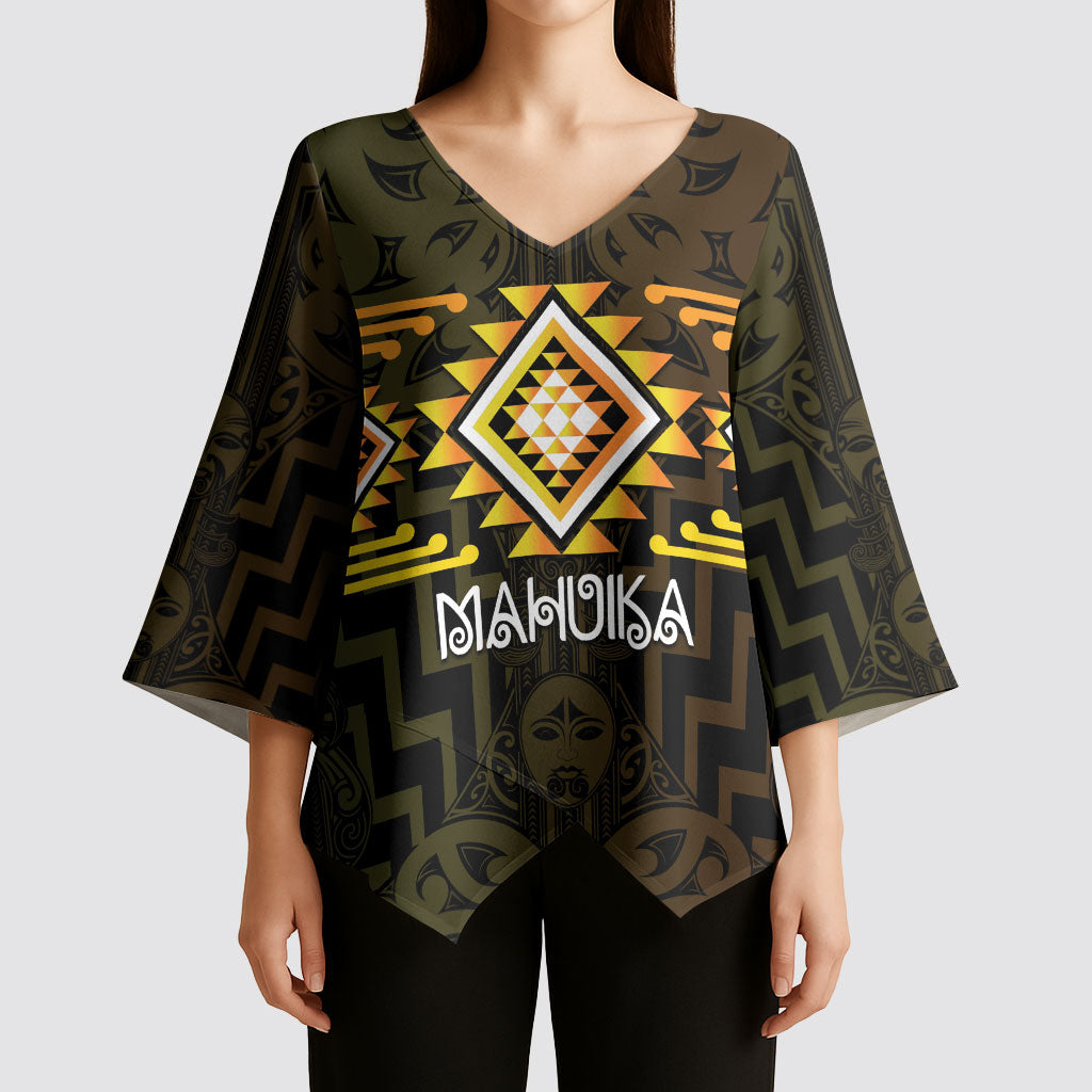 Aotearoa Atua Mahuika Personalised Kimono Sleeve Blouse Maori Goddess Of Fire Taniko Motifs