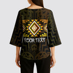 Aotearoa Atua Mahuika Personalised Kimono Sleeve Blouse Maori Goddess Of Fire Taniko Motifs