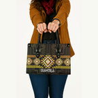 Aotearoa Atua Mahuika Leather Bag Maori Goddess Of Fire Taniko Motifs