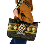 Aotearoa Atua Mahuika Leather Tote Bag Maori Goddess Of Fire Taniko Motifs