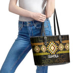Aotearoa Atua Mahuika Leather Tote Bag Maori Goddess Of Fire Taniko Motifs