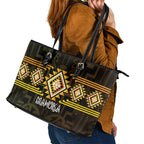 Aotearoa Atua Mahuika Leather Tote Bag Maori Goddess Of Fire Taniko Motifs