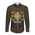 Aotearoa Atua Mahuika Personalised Long Sleeve Button Shirt Maori Goddess Of Fire Taniko Motifs