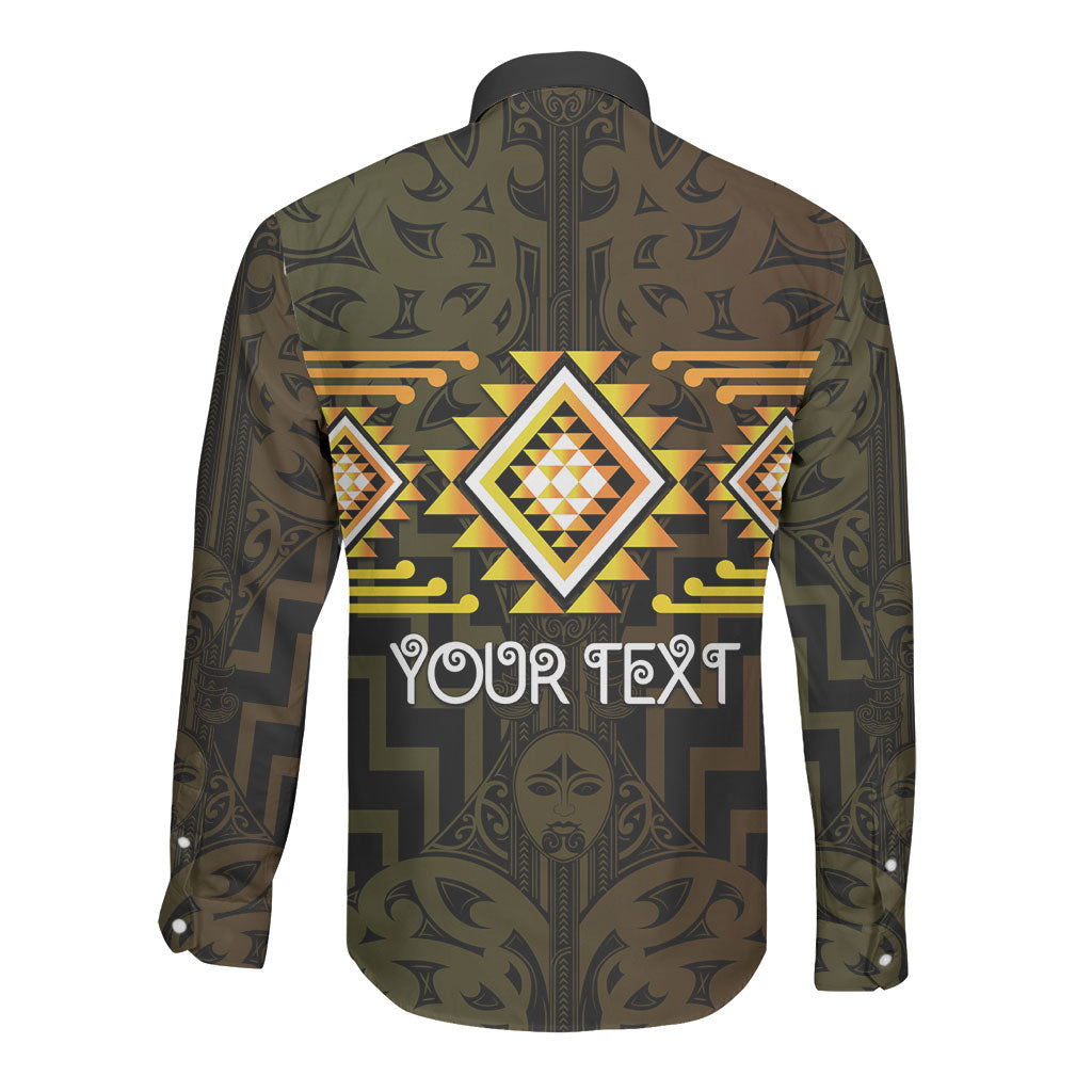 Aotearoa Atua Mahuika Personalised Long Sleeve Button Shirt Maori Goddess Of Fire Taniko Motifs