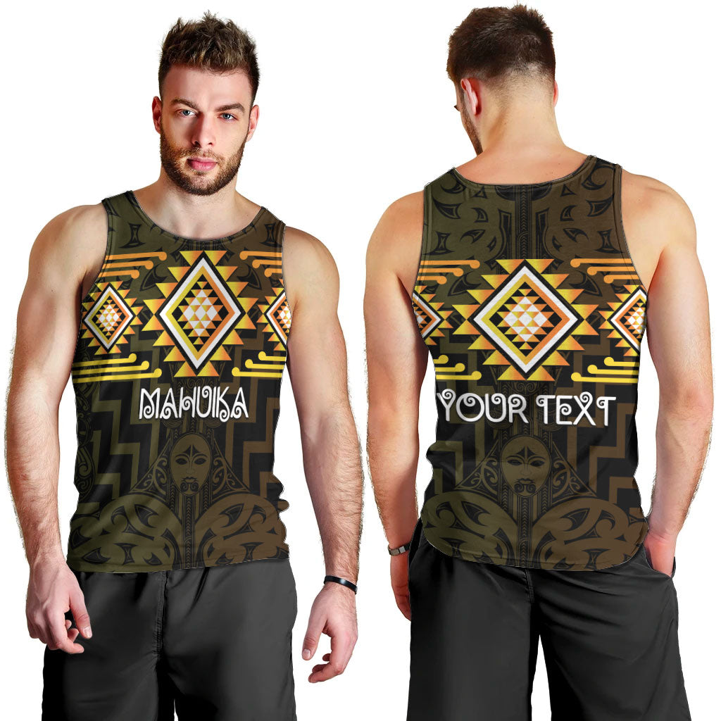 Aotearoa Atua Mahuika Personalised Men Tank Top Maori Goddess Of Fire Taniko Motifs