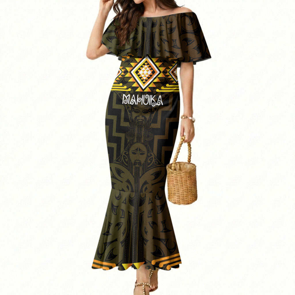 Aotearoa Atua Mahuika Personalised Mermaid Dress Maori Goddess Of Fire Taniko Motifs