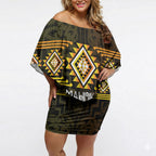 Aotearoa Atua Mahuika Personalised Off Shoulder Short Dress Maori Goddess Of Fire Taniko Motifs
