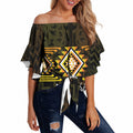 Aotearoa Atua Mahuika Personalised Off Shoulder Wrap Waist Top Maori Goddess Of Fire Taniko Motifs